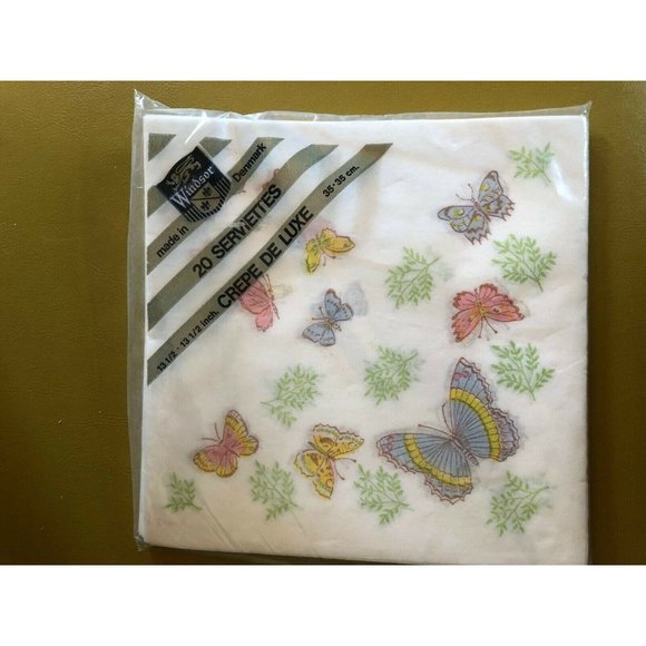 Butterfly Paper Napkins 20 Serviettes Crepe de Luxe Windsor Made in Denmark - Picture 1 of 5